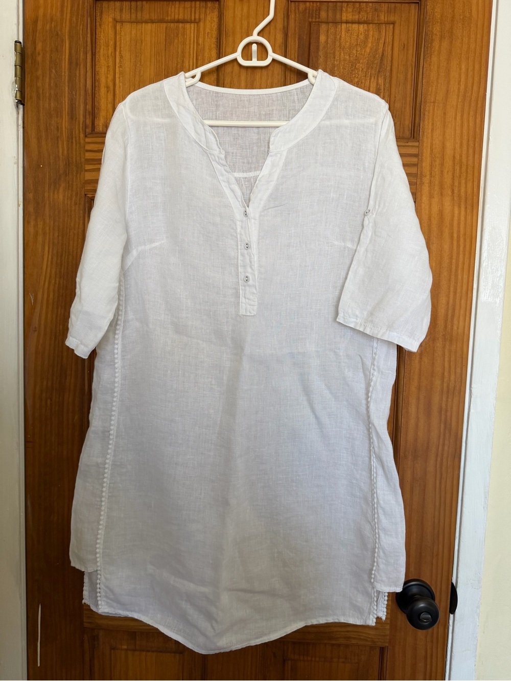 100% Linen Italian White Tunic Dress